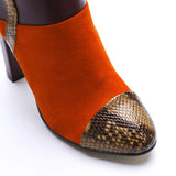 Xin Lady's High Boots, Suede, Snakeskin, Matching Colors, High Heels, Original Single Thick Heels, Direct