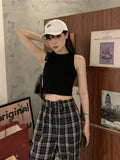 Top Women Solid Basic T-shirts Vest Seamless Streetwear Rib-Knit Sleeveless Casual Tank Tops Female Traf Y2k