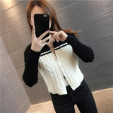 Zingj Short Sweater Cardigan Female 2024 Spring And Autumn New Temperament Lapel Twist Knitting Small Coat Tide-Outfit
