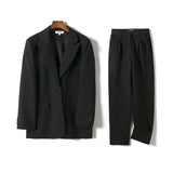 Women Blazer And Guard Pants Sets Two Pieces OL Single Breasted Jacket Formal Suit Pleated Trousers Spring Autumn