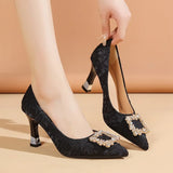 Zingj Spring Autumn New Korean Fashion High Heels Pointed Thick Heel Shallow Foot Pedal Casual Single Shoes