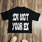 Street Summer T-Shirt Applesauce Print Punk Gothic Kawayi Top Short-Sleeved Y2k Korean