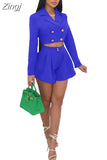 Piece Women Sets New Arrival Autumn Winter Matching Sets Blazers Coat Two Pieces Sets Top Shorts Suits Outfits