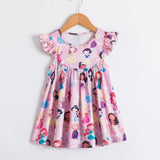New Girls Summer Dress Flare Sleeve Sundress for Girls Princess Casual Wear Unicorn Printing Hawaii Holiday Beach