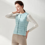 Hot Style Autumn Winter New Down Vest Female Thin And Short Money Without Collar Vest Fashion Portable Coat Slim Tide-Outfit