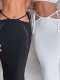 Women's Summer New Burqa Sexy Bare Back Strap Small Vest High Waist Fit Skirt