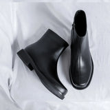 Zingj Men's Shoes Summer Shorts British Black Round Head One Foot Cigarette Boots Tide Side Zip Martens