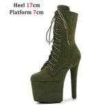 Voesnees 20CM Suede Sexy Hate Day High Boots 17CM Round Toe Pole Dance High Heels Nightclub Model Catwalk Platform Shoe Big