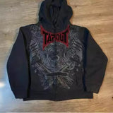 Zipper Hoodie Vintage Street Hip-Hop Loose Printing Spring And Autumn