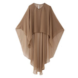 New Pure Color Tulle Asymmetrical Cloak Coat