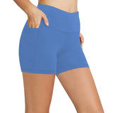 Yoga Pants Pocket High Waist Elasticity Pure Color Breathable Exercise Running Training Fitness