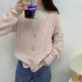 Zingj And Winter New Cashmere V-Collar Twist Sweater Women's Korean Version Lazy Cardigan