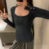 Long-Sleeved T-Shirt For The European Side A New Autumn And Winter Chic Slim Top With Bottomed