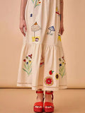 Printed Ruffles Long Dresses For Women Causal Loose O Neck Short Sleeved Summer Dress 2024 New Lady Elegant Holiday