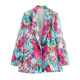 Summer Satin Printed Shirt Suit Jacket 8124496 Trousers