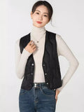 90 White Duck Down Vest Female 2024 Winter New Slim Light V Collar Inside The Vest-Outfit