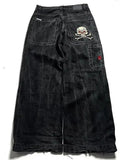 Men's Jeans Y2K Bag Vintage High-Quality Pattern Hip-Hop Street Leisure Men Harajuku Wide