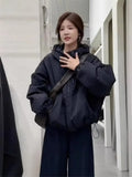 European Goods Hooded Clip Cotton Charge Coat Coat Female Design Sense Autumn Winter New Loose Show Thin Versatile Jacket Tide-Outfit