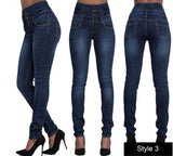 Elastic High Waist Slim Small Feet Jeans Woman-Outfit