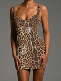 Leopard Print Sequined Mini Dress- Outfit