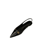 Zingj Flat Black Head Sandals Fairy Shoes 2023 New Spring And Summer Pointed Rhinestone Temperament Single
