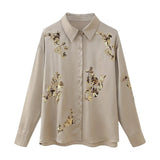 New Lapel Single-Breasted Long-Sleeved Shirt Straight Casual Trousers Sequins Embroidered