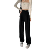 Zingj Wide Leg Pants Female Autumn High Waist Hanging Feeling Straight Tube Small Loose Casual Mop Floor Suit Pants Summer Thin Money-Outfit