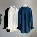 Silk Blouse for Women Retro Clothes Tunic for Women Chemise Oversize Femme Office Clothes Spring 2023 White Satin