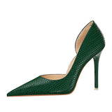 Zingj Sexy Nightclub Show Thin, High, Shallow Pointed Snake Side Hollow Heels Single