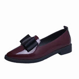 Korean Version Of The Bow Tip Casual Low Single Shoes Women's Flat Base Simple Socket Commuting Women's Leather