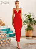 New Summer Women White Bodycon Bandage Dress Sexy V Neck Spaghetti Strap Club Celebrity Evening Runway Party Long