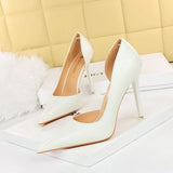 Zingj Retro Sexy Nightclub Show Thin High Heels Women's Shoes Ultra High Heel Shallow Mouth Pointed Head Side Hollow Out Single