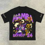 Men's T-Shirt 2024 Basketball Shirt Sports Style Short-Sleeved Cotton Print Loose T-Shirt Street Hip-Hop Blouse Short