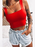Neck Sleeveless Summer Crop Top White Women Black Casual Basic T Shirt Off Shoulder Cami Sexy Backless Tank