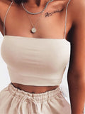 New Fashion Women Spaghetti Strap Crop Top Sexy Bodycon Sleeveless Cami Tube Top Basic Plain