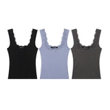 Trims With A Bow Trim With Elastic Vest 2025 Summer U-Neck Sleeveless Short Top