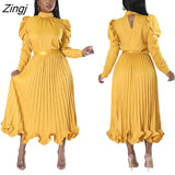 2 Piece Skirt Sets Women Long Sleeve Crop Top and Midi Skirts Sets Autumn Fashion Solid Color Club Outfits