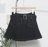 Shooting Hottie Retro Bright Line Dress Women Walk Light 100-Fold Skirt High-Rise Thin A Short Skirt