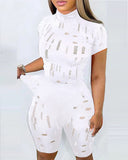 Hollow Out Women 2 Piece Set Fitness Skinny Mock Neck Crop Top Skinny Biker Shorts Matching Jogger Ser Sexy Night Club