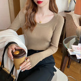 Zingj Neck Sweater 2023 New Female White Bottomed Sweater With Spring And Autumn Thin Sweater Long Sleeves Early Autumn