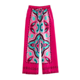 Summer Halter Scarf Blouse Printed Vertical Trousers