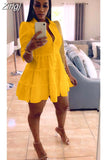 Solid Ruffles Shirt Dress Women Streetwear Half Sleeve Buttons Up High Waist Mini Dress Summer Casual Party