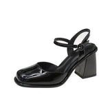 Zingj Retro High Heels Female New Summer Mary Jane Sandals Female Half Baotou Senior Feeling After Empty Thick Heel Single