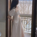 Vintage Fashion Midi Dress For Women Summer Lady One Piece Party Clothing Outfits
