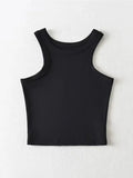 Summer Women Solid Knit Short Tank Tops Strethy Cropped
