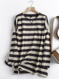 Women High Quality Striped Print Sweatshirts Long Sleeve O Neck Loose Pullovers Female