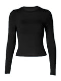 Solid Color Long Sleeve Top- Outfit