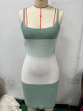 Zingj Summer New Sling Stripe Color Back Strap Knit Wool Dress Woman-Outfit