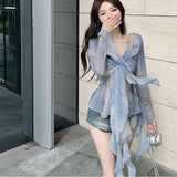Autumn And Winter New Temperament Design Tie Dye Knot Drift Shirt Pure Lusty Leaves Side Wearing