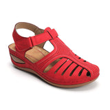 Women's Sandals Large Size Hollowed-Out Slope Heels Round Head Non-Skid Women's